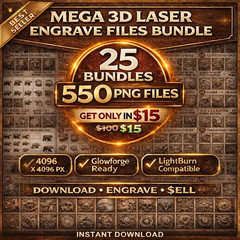 3D Laser Engrave Files Bundle, Engraved Wood Art, Digital Download