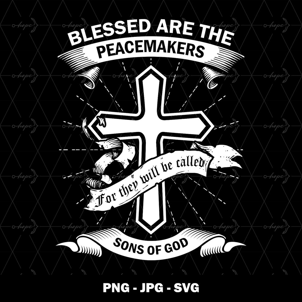 Christian Bible Verse Quotes PNG SVG Printable Clipart Blessed are Peacemakers