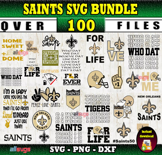 SAINTS SVG BUNDLE – Football Cut Files for Cricut, Silhouette & Laser Cutting
