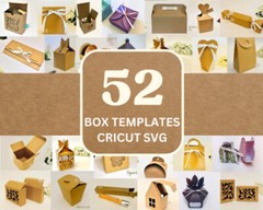 52 BOX TEMPLATE SVG Template with Handle Wedding Favors Party Favors Box Design
