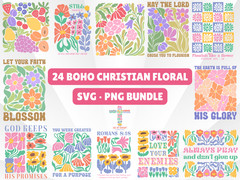 24 Boho Christian Floral SVG PNG Bundle Abstract Faith Clipart Cricut Sublimatio