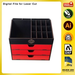 Organizer & Makeup Box MB004 DXF SVG CDR file Vector for Laser Cutting Machine