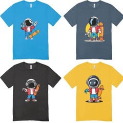 Astronaut Cartoon Vector Illustrations Skateboard Digital Download PNG SVG JPG