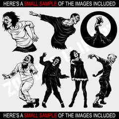 ZOMBIES CLIPART-VECTOR CLIP ART-VINYL CUTTER PLOTTER IMAGES &T-SHIRT GRAPHICS CD