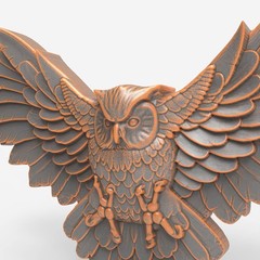 Flying Owl Relief Relief 3D Model STL File for CNC Router Wood Carving