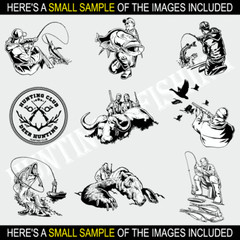 HUNTING+FISHING CLIPART-VECTOR CLIP ART-VINYL CUTTER PLOTTER+T-SHIRT GRAPHICS CD