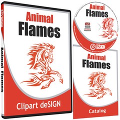 ANIMAL FLAMES CLIPART-VINYL CUTTER PLOTTER IMAGES-EPS VECTOR CLIP ART CD