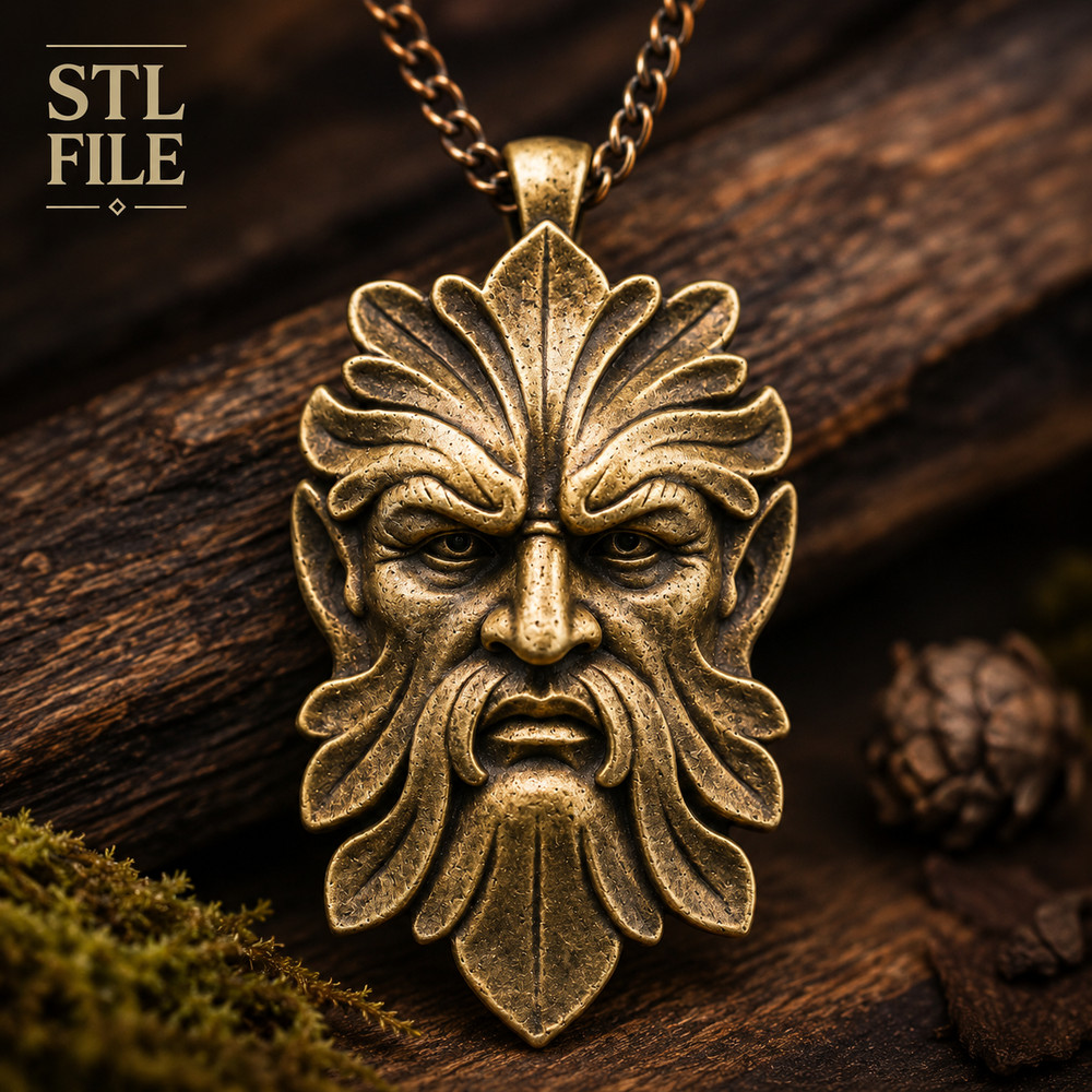 Green Man Pendant Wood Carving Design – Wood Carving Design – 3D STL CNC File