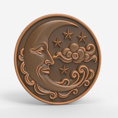 Crescent Moon Medallion Stars Wood Carving – Wood Carving Design – 3D STL CNC