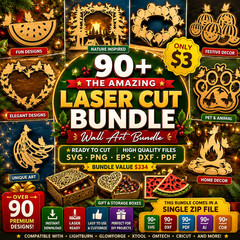 The Amazing Laser Cut Wall Art Bundle SVG Files, Digital Download