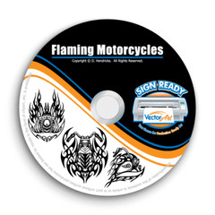 TRIBAL FLAMES MOTORCYCLES-BIKES CLIPART-VECTOR CLIP ART-VINYL CUTTER PLOTTER CD