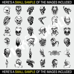 SKULLS CLIPART-VECTOR CLIP ART-VINYL CUTTER PLOTTER IMAGES & T-SHIRT GRAPHICS CD