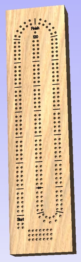 CNC 2 Track Narrow Cribbage Board File (.CRV, .EPS, .SVG, .DXF, .AI, .PDF)