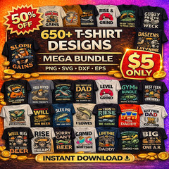 650+ T-Shirt Designs Bundle | Print On Demand Mega Pack | Digital Download