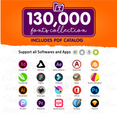 130,000 FONTS COLLECTION (Includes PDF catalog)