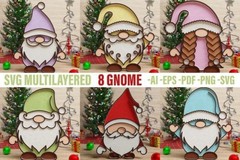 Christmas Gnome SVG Bundle, 38 Designs Multilayer 3D Papercut, Digital Download