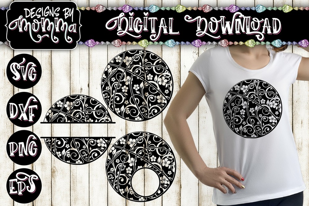 Basketball Flourish Split Monogram SVG DXF EPS PNG Cut File Cricut & Silhouette