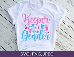 SVG, PNG, “Keeper of the Gender, Pregnancy Announcement” For Cricut Design Space