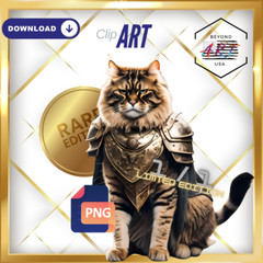 Rare (1 of 1 Limited Edition) – Warrior Cat with Gold Plated Armor – Clip Art #2