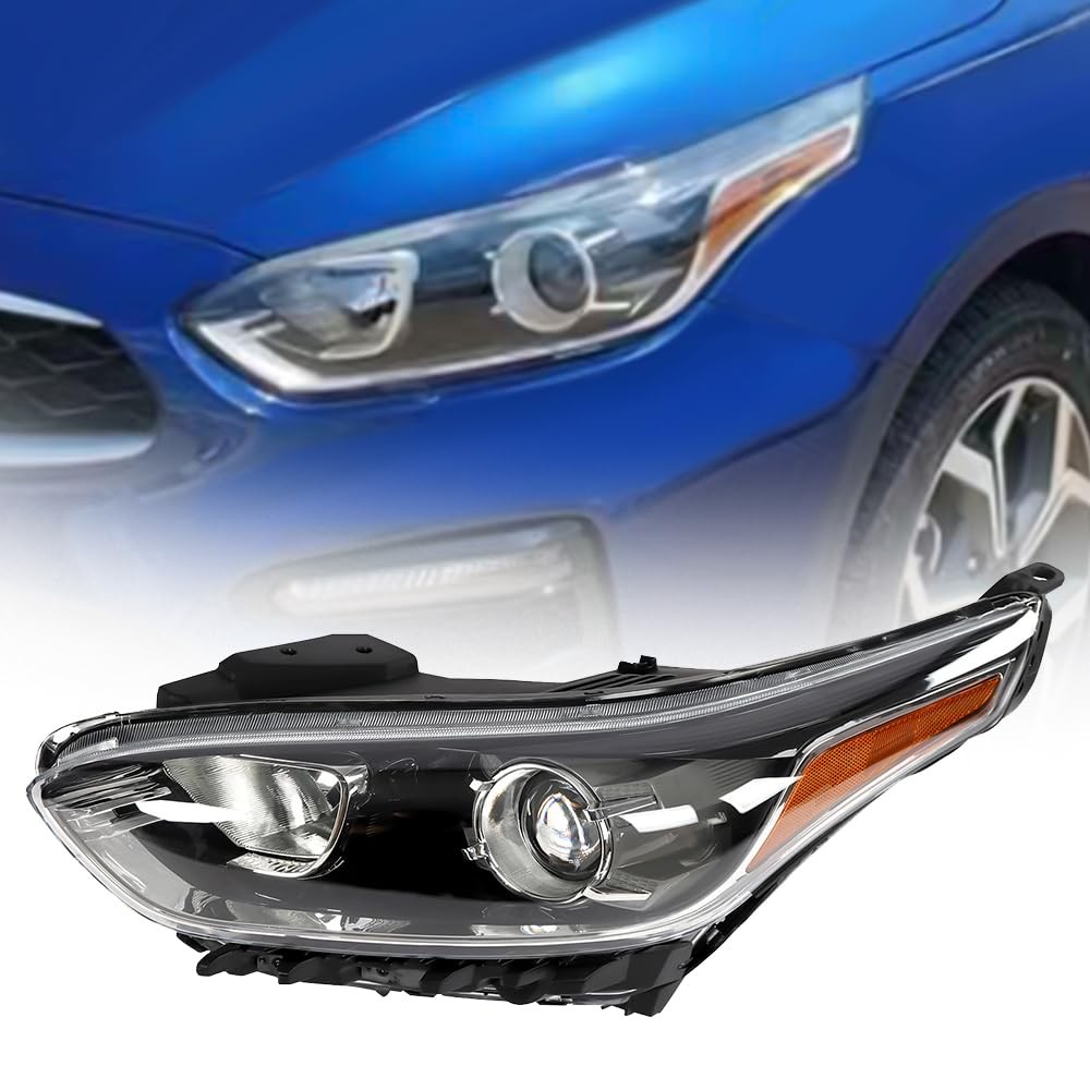 2019-2021 Forte Halogen Headlight Assembly LED DRL Left Driver Black Housing