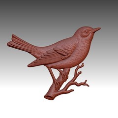 Bird on Branch Wood Carving Design – 3D STL CNC File for 3d Printing