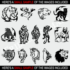 TRIBAL ANIMALS CLIPART IMAGES-VECTOR CLIP ART-VINYL CUTTER PLOTTER GRAPHICS CD