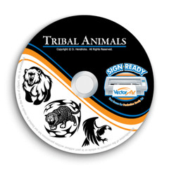 TRIBAL ANIMALS CLIPART IMAGES-VECTOR CLIP ART-VINYL CUTTER PLOTTER GRAPHICS CD