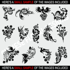 CHINESE FLORAL CLIPART IMAGES -VECTOR CLIP ART -VINYL CUTTER PLOTTER GRAPHICS CD