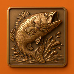 Bass Fish High Relief Relief 3D Model STL File for CNC Router Wood Carving