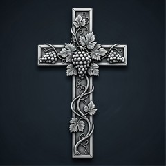 Grapevine Cross Sculpture – Printable Design Sculpture CNC STL File – 3D