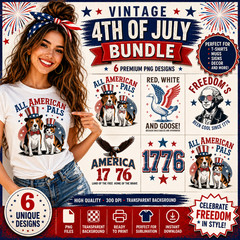 Vintage 4th of July PNG Bundle Patriotic Sublimation Designs, Digital Download
