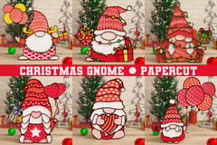 Christmas Gnome SVG Bundle, 38 Designs Multilayer 3D Papercut, Digital Download