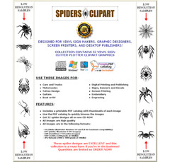 SPIDERS CLIPART-VECTOR CLIP ART-VINYL CUTTER PLOTTER IMAGES &T-SHIRT GRAPHICS CD