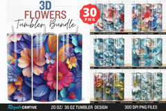 3D Tumbler Wrap Bundle PNG 20oz 30oz Skinny Sublimation , Digital Download