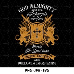 God Gives Archangels Weapons Svg Png, Religious Christian Clipart, Bible Quotes