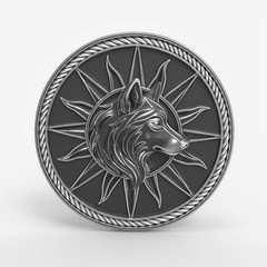 Wolf Medallion Relief 3D Model STL File for Wood CNC Carving