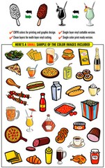 FOOD+DRINKS CLIPART-VINYL CUTTER PLOTTER IMAGES-EPS VECTOR CLIP ART CD