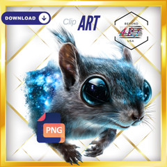Awesome Big Eyed Flying Squirl with Space Eyes – Digital Download Clip Art #22