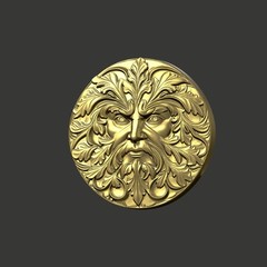 Green Man Relief Relief 3D Model STL File for Wood CNC Carving