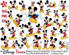 33 Mickey Mouse SVG Bundle, Disney font SVG for Cricut