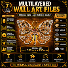 3D Butterfly Mandala SVG Laser Cut File, CNC Glowforge, Digital Download