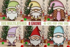 Christmas Gnome SVG Bundle, 38 Designs Multilayer 3D Papercut, Digital Download