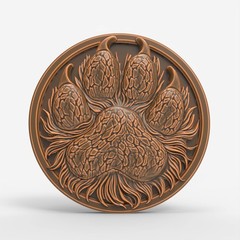 Printable Bear Paw Medallion 3D Art File – STL for CNC Router & 3D Printing