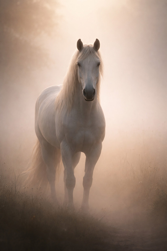 White Horse Digital Illustration | Symbol of Freedom and Strength