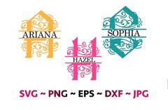 Fancy Split letters SVG bundle, Fancy alphabets files, SVG files for cricut