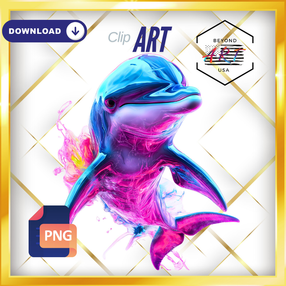 The Playful RGB Dolphin with a Smirk – Digital Download Clip Art #56