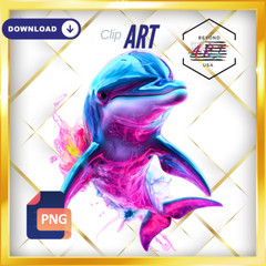The Playful RGB Dolphin with a Smirk – Digital Download Clip Art #56